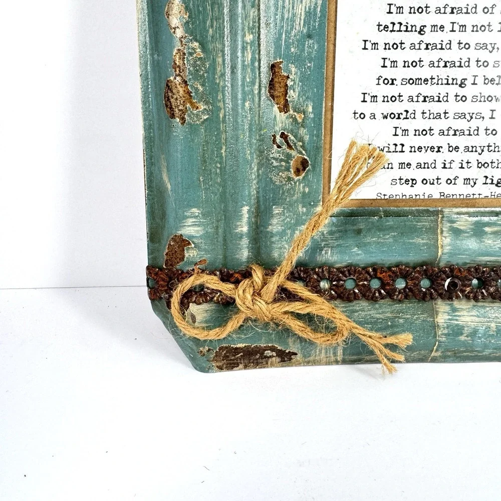 Kathleen Wedemeyer Handmade 4x6 Picture Frame‎ Distressed Teal Cross Farm